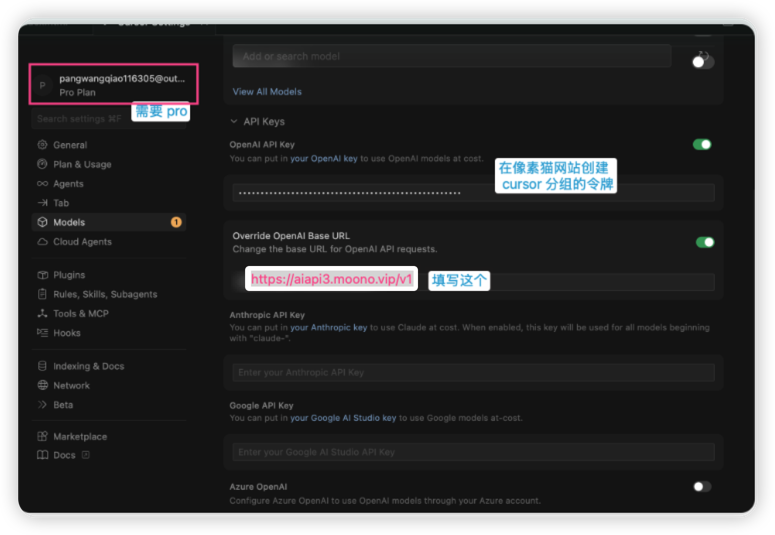 Cursor 配置截图